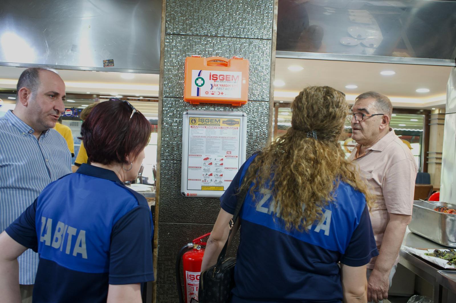 Kayapınar Zabıtasından yangın tüpü ve havalandırma denetimi 