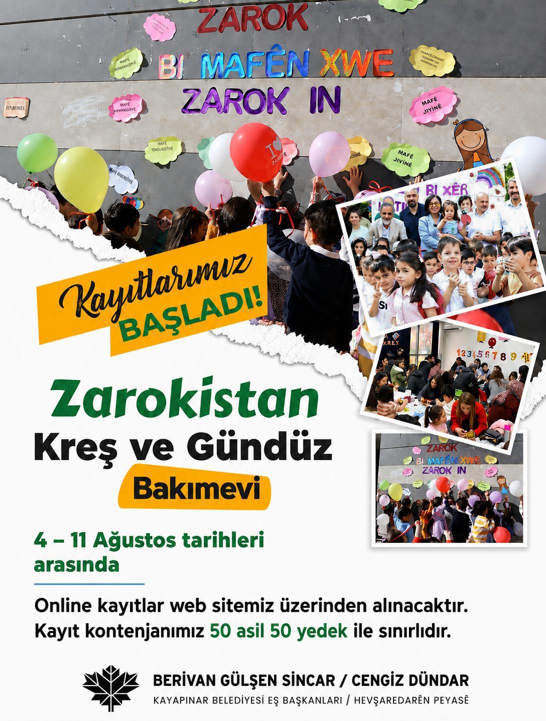 Zarokistan Kreş ve Gündüz Bakımevi Kayıtlarımız Başladı!