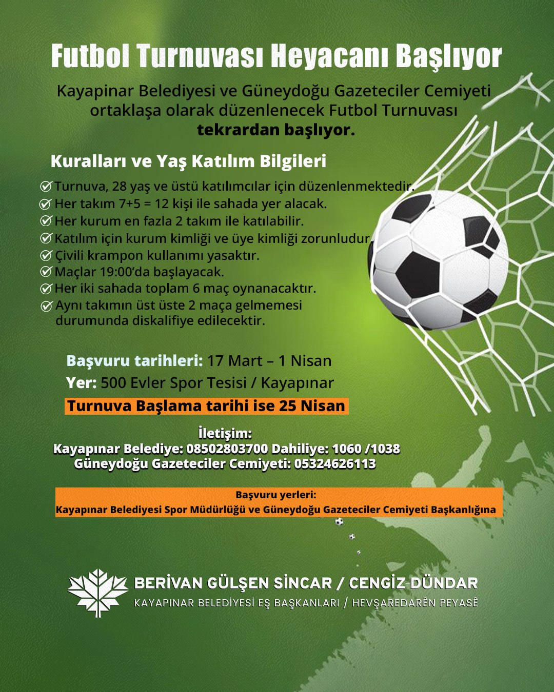 Kayapınar Belediyesi-GGC futbol turnuvası başlıyor 